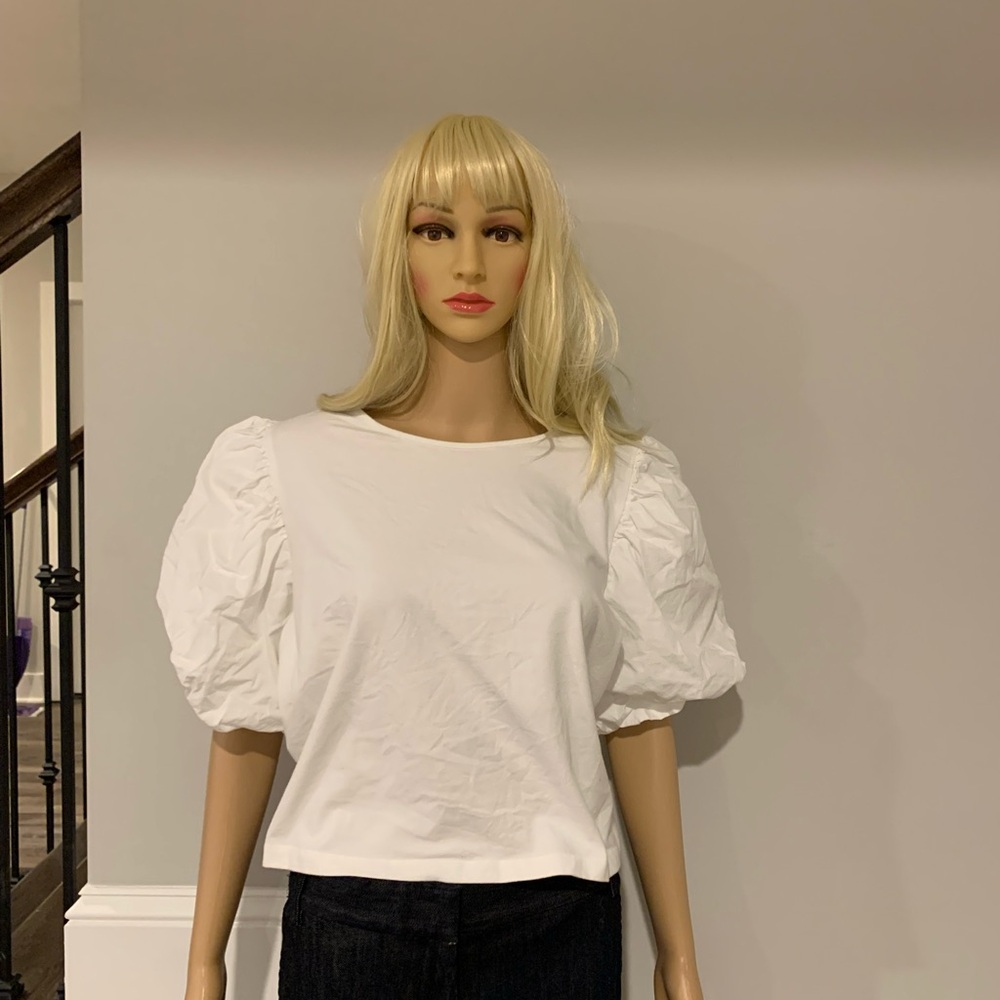 Target A New Day White Puff Sleeve Crop Blouse